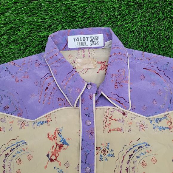 Vintage 80s Wrangler Snap Shirt Womens XL 22x29 Ranchwear - Picture 9 of 11